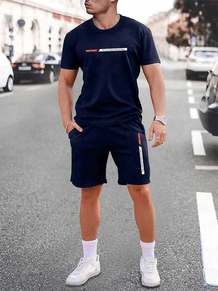 Urban Men's Crew Neck Short Sleeve Suit - Casual & Comfortable for Outdoor - Buy Center US