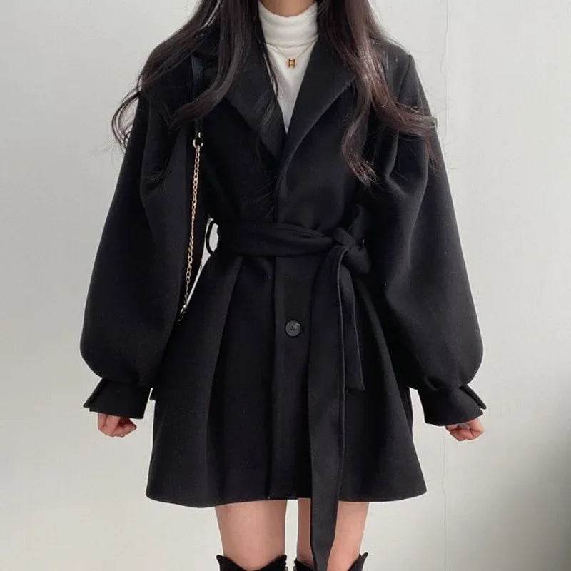 Women's Thickened Woolen Coat - Dragon & Phoenix Pattern for Autumn/Winter - Buy Center US