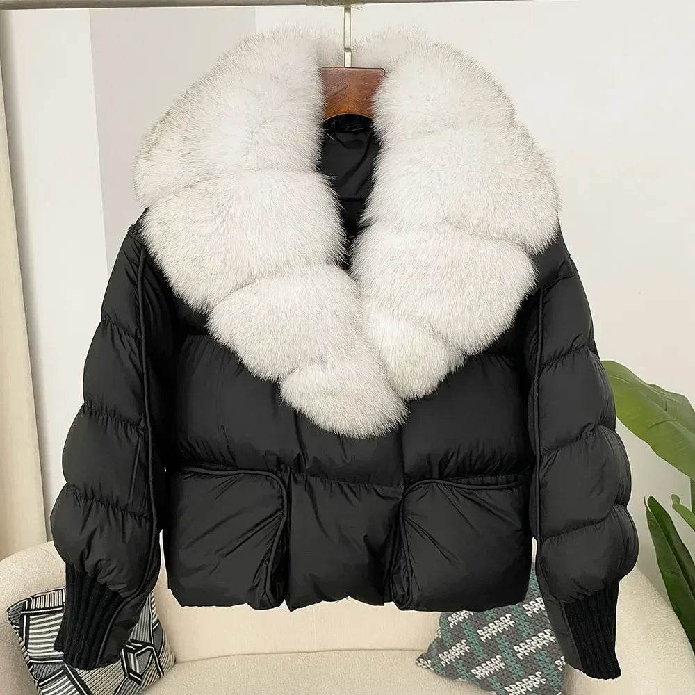 Women's Thick Warm Fox Fur Collar Coat - Casual Duck Down Jacket - Buy Center US