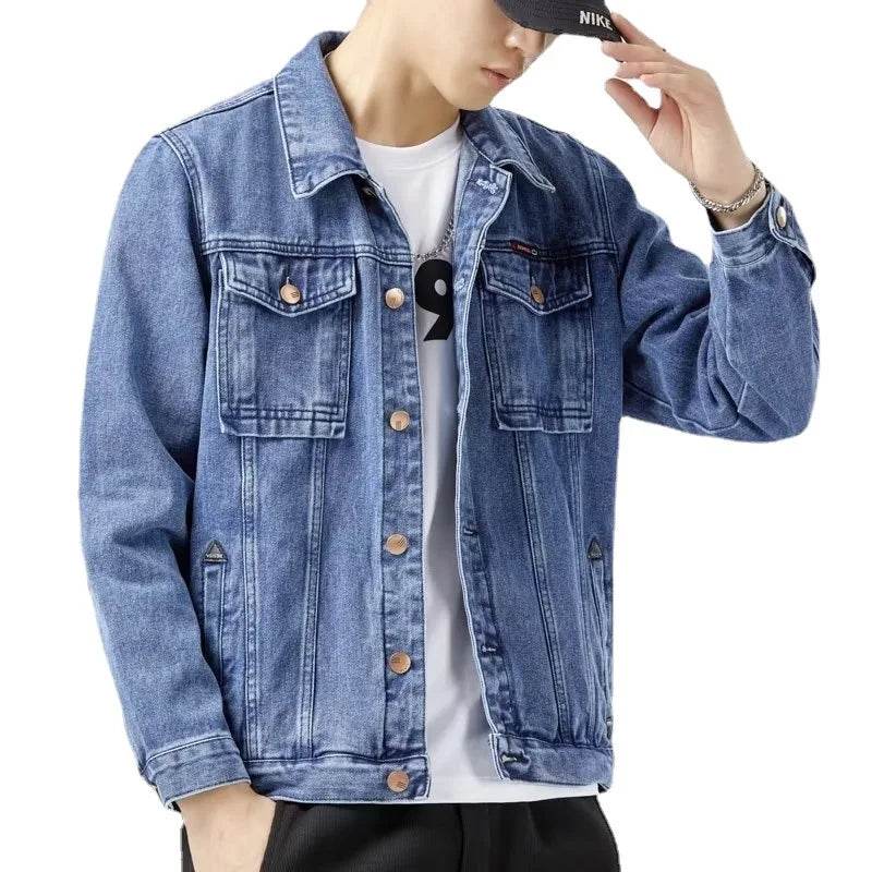 Hip-Hop Men's Denim Jacket - Casual Cotton Slim Fit Cowboy Style Coat - Buy Center US