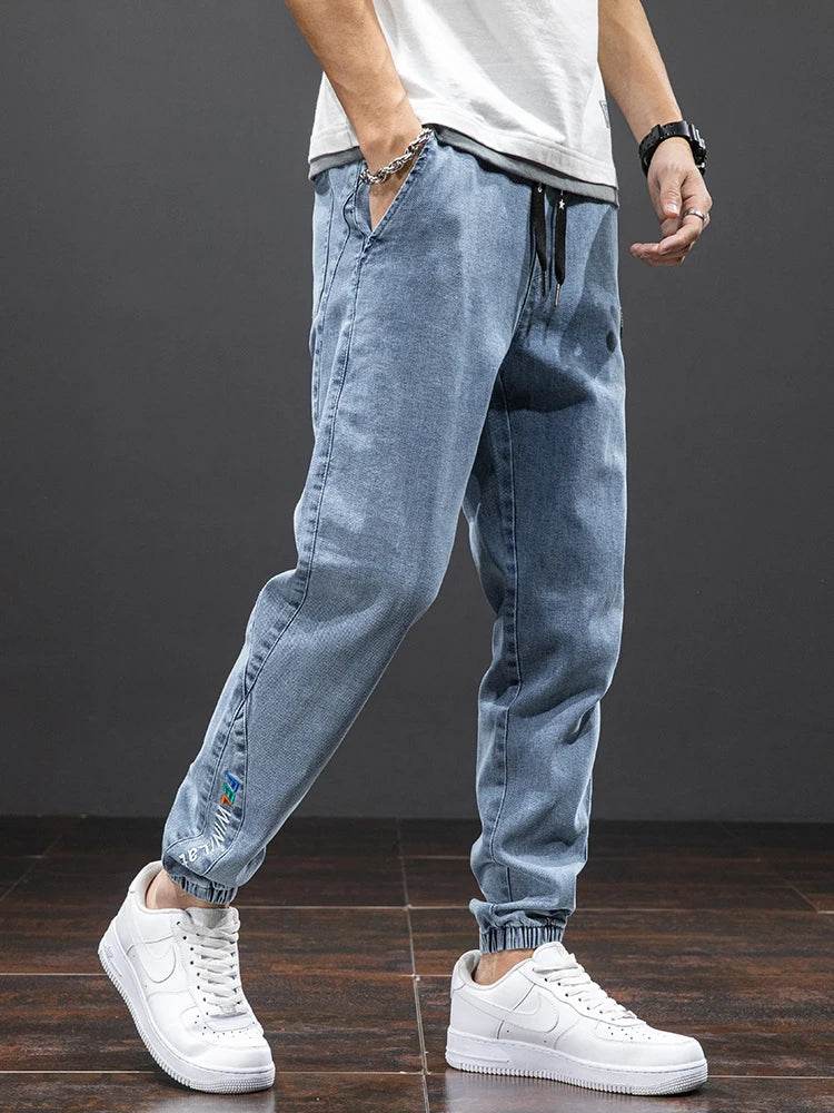 Anbican Men's Black Blue Cargo Jeans - Casual Harem Jogger Pants - Buy Center US