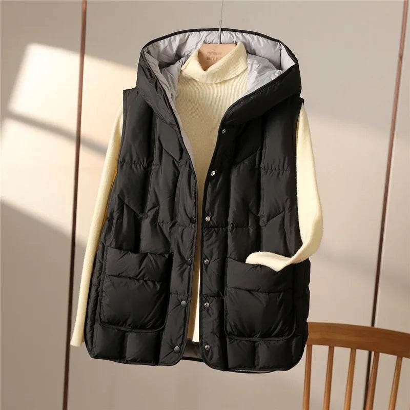 Women's 90% White Duck Down Sleeveless Vest - Autumn/Winter Fashion - Buy Center US