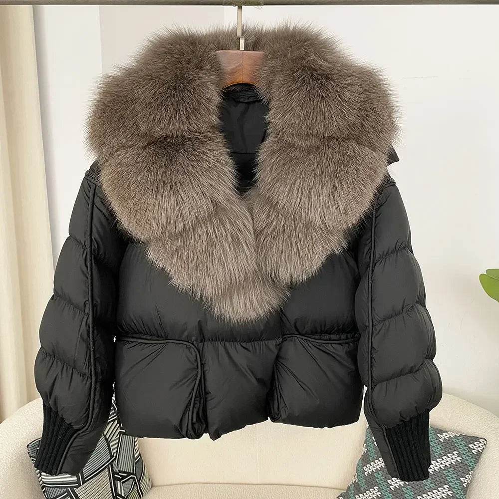 Women's Thick Warm Fox Fur Collar Coat - Casual Duck Down Jacket - Buy Center US