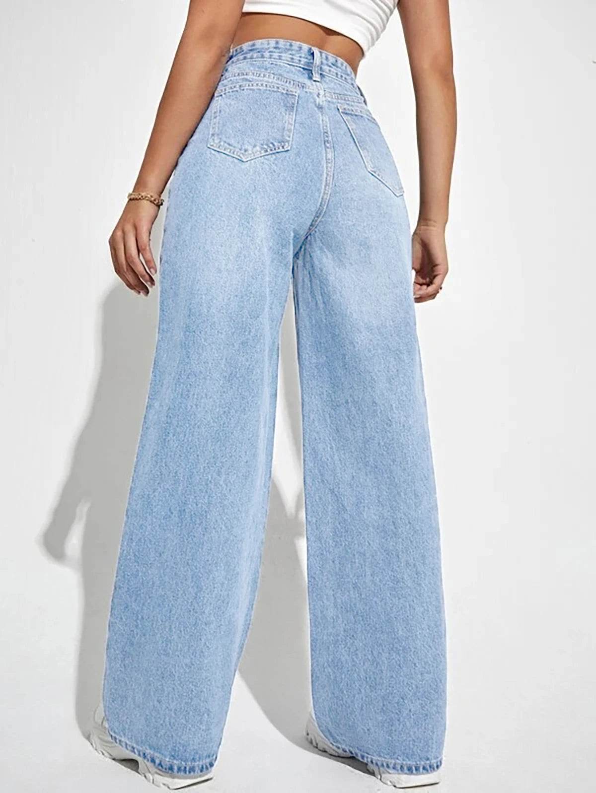 LEEYOVEE Women's High Waist Denim Wide Leg Pants - Casual All-Season Fit - Buy Center US