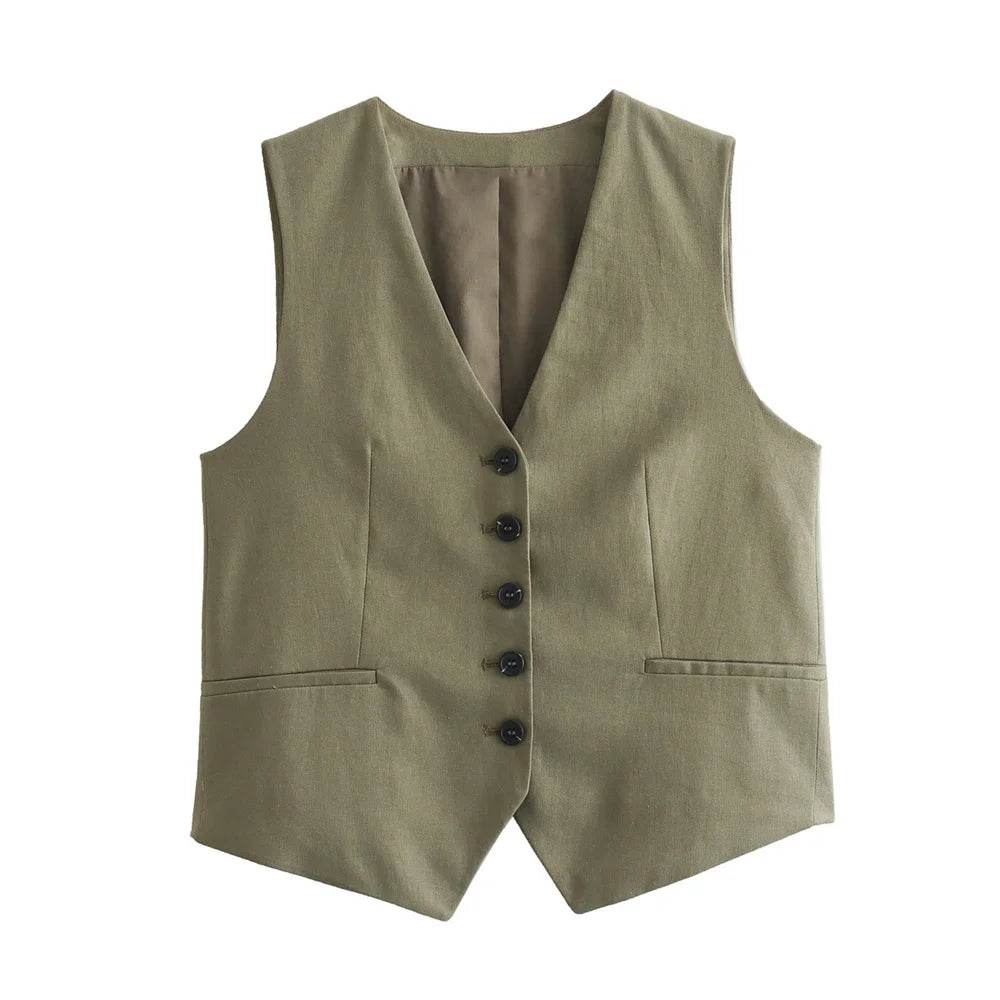 ZERAIN Women's Summer V-Neck Sleeveless Vest & High Waisted Shorts - Buy Center US