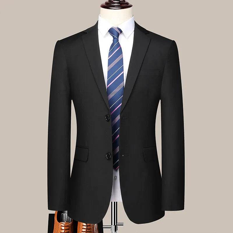 Korean Slim-Fit Men's Two-Piece Suit Set - Stylish Business Formal Attire - Buy Center US