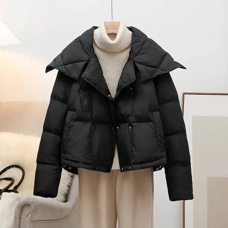 Women's Thickened White Duck Down Coat - Double Breasted Winter Style - Buy Center US