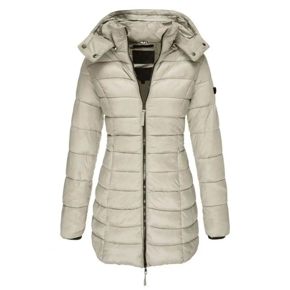 Korean Style Women's Quilted Cotton Coat - Hooded, Warm Parka - Buy Center US