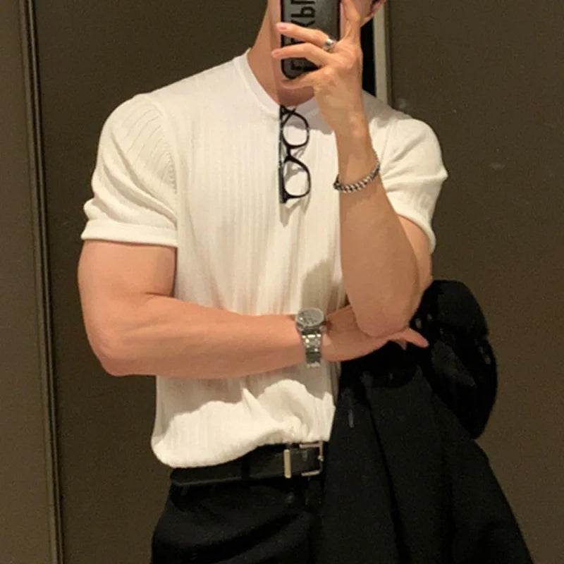 Summer Men's Light Luxury T-Shirt - O-Neck Casual Knitwear, Loose Fit - Buy Center US