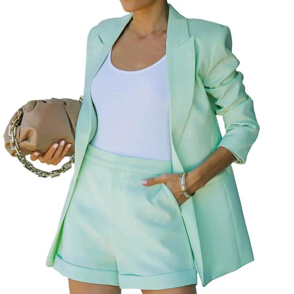 SANWOOD Women's Summer Jacket Shorts Suit - Office Casual Outfit - Buy Center US