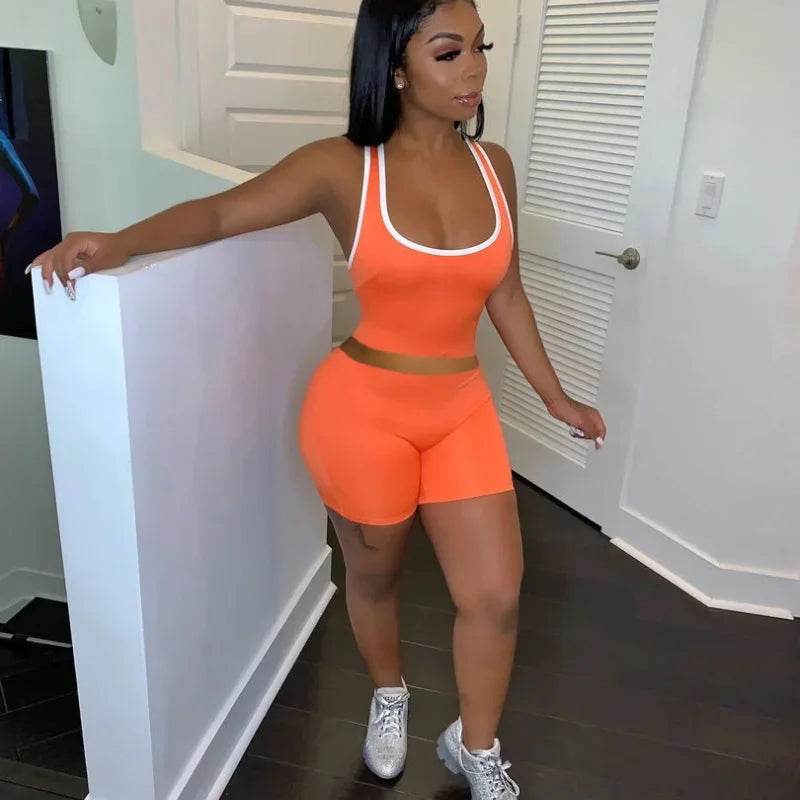 Sexy Solid Color Women's Tank Top & Shorts Set - Spring Fashion 2024 - Buy Center US