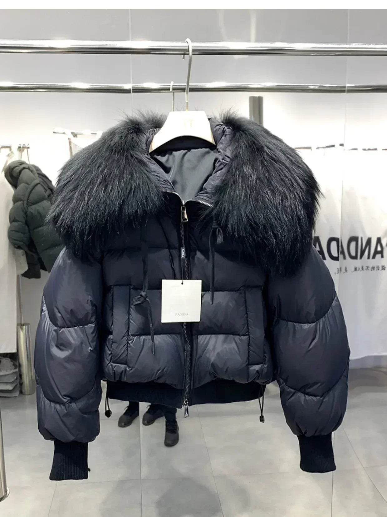 Women's Super Warm Duck Down Coat - Real Raccoon Fur Collar - Buy Center US