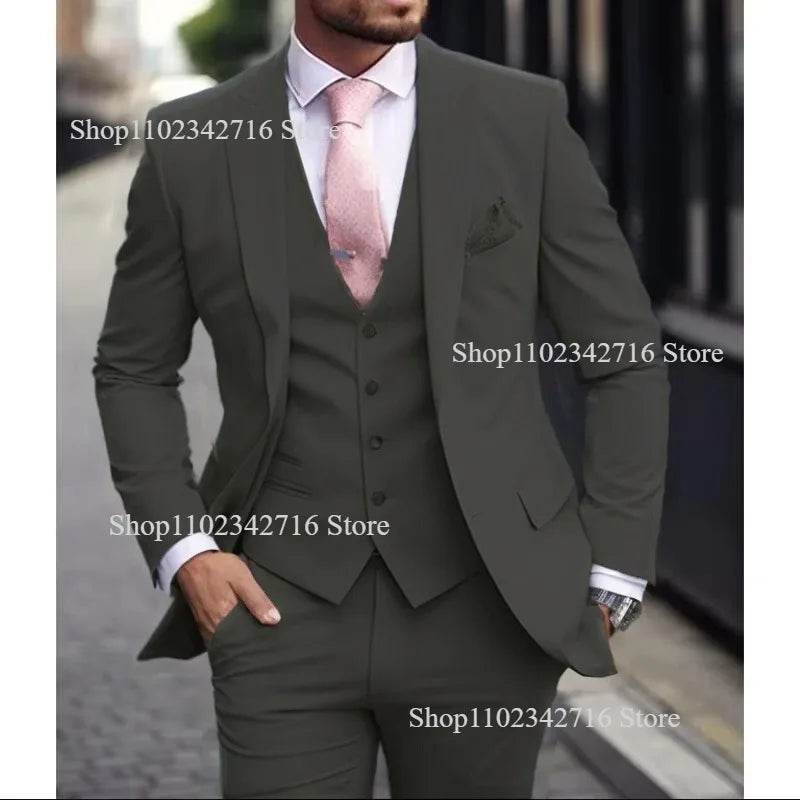 Luxury Pink Men’s Tuxedo Suit 3 Piece - Slim Fit Jacket, Pants & Vest - Buy Center US
