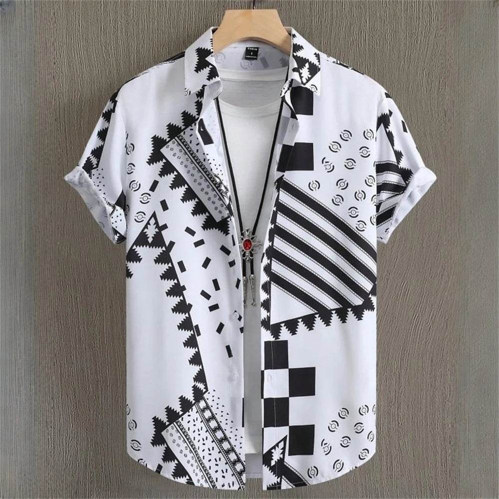 Casual Men's Hawaiian Shirts - 3D Patchwork Printing for Spring/Summer - Buy Center US