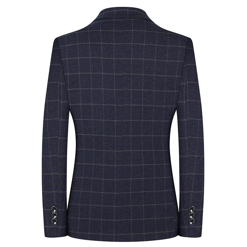 Men's Slim Fit Plaid Blazer - Casual Spring Autumn Fashion Coat - Buy Center US