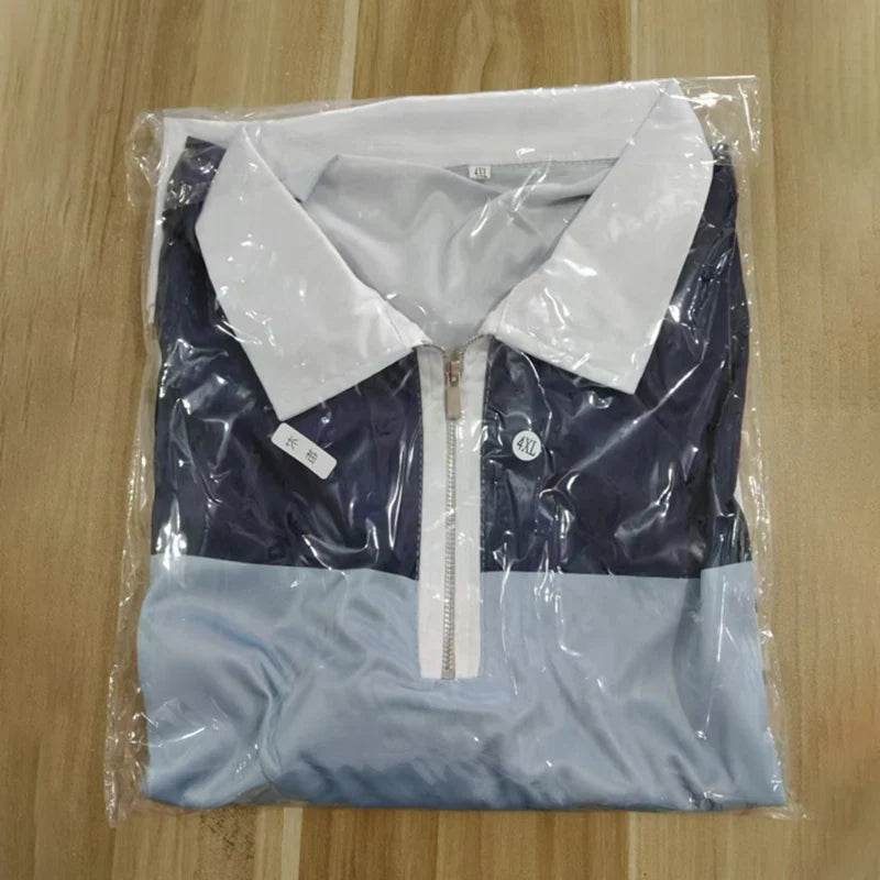 Men's Long Sleeve Stripe Polo Shirt - Casual Zipper Top for Spring - Buy Center US
