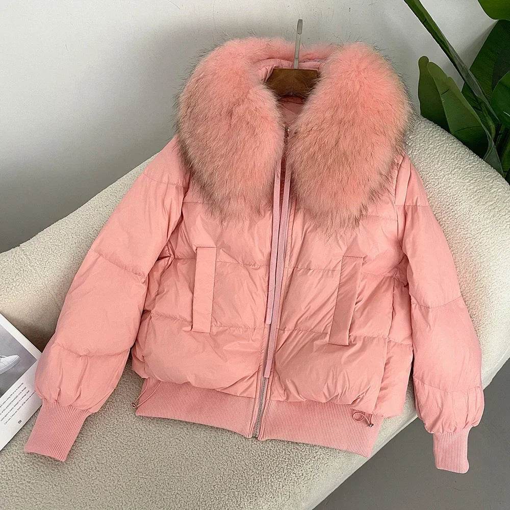 Women's Super Warm Duck Down Coat - Real Raccoon Fur Collar - Buy Center US