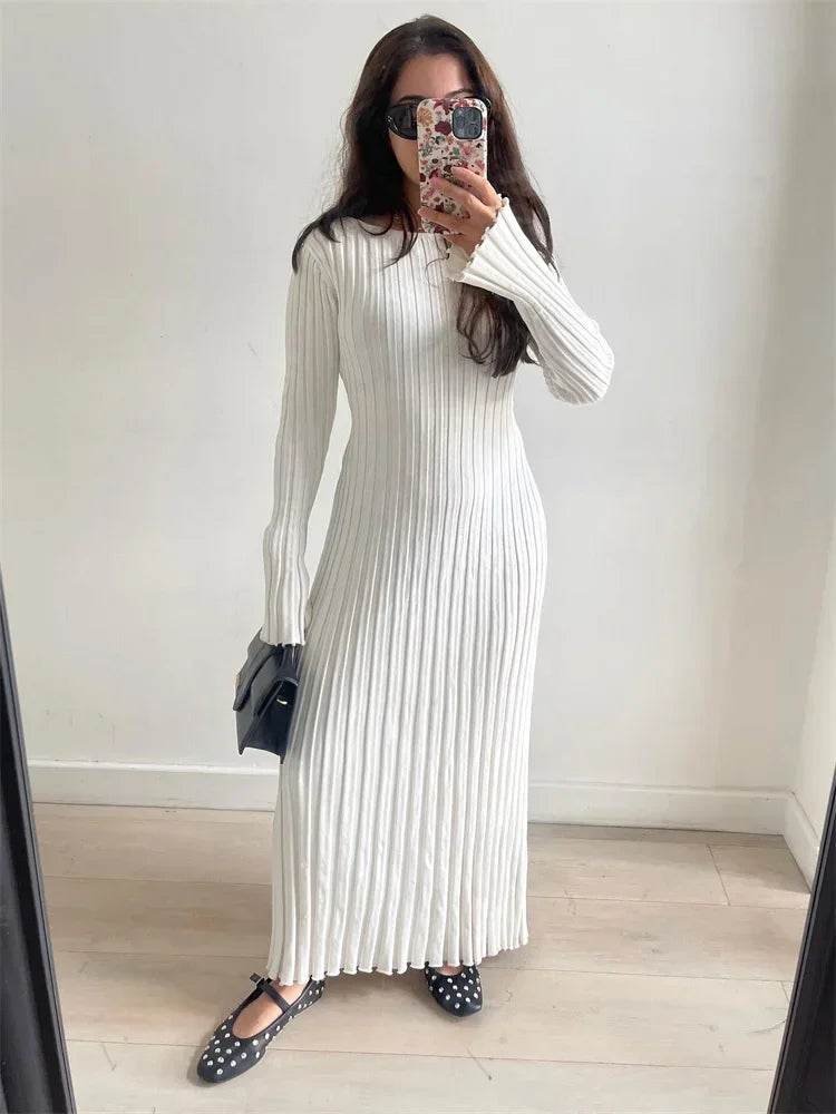 Tossy Lace-Up Maxi Dress - Women's Casual Long Sleeve Autumn Fashion - Buy Center US
