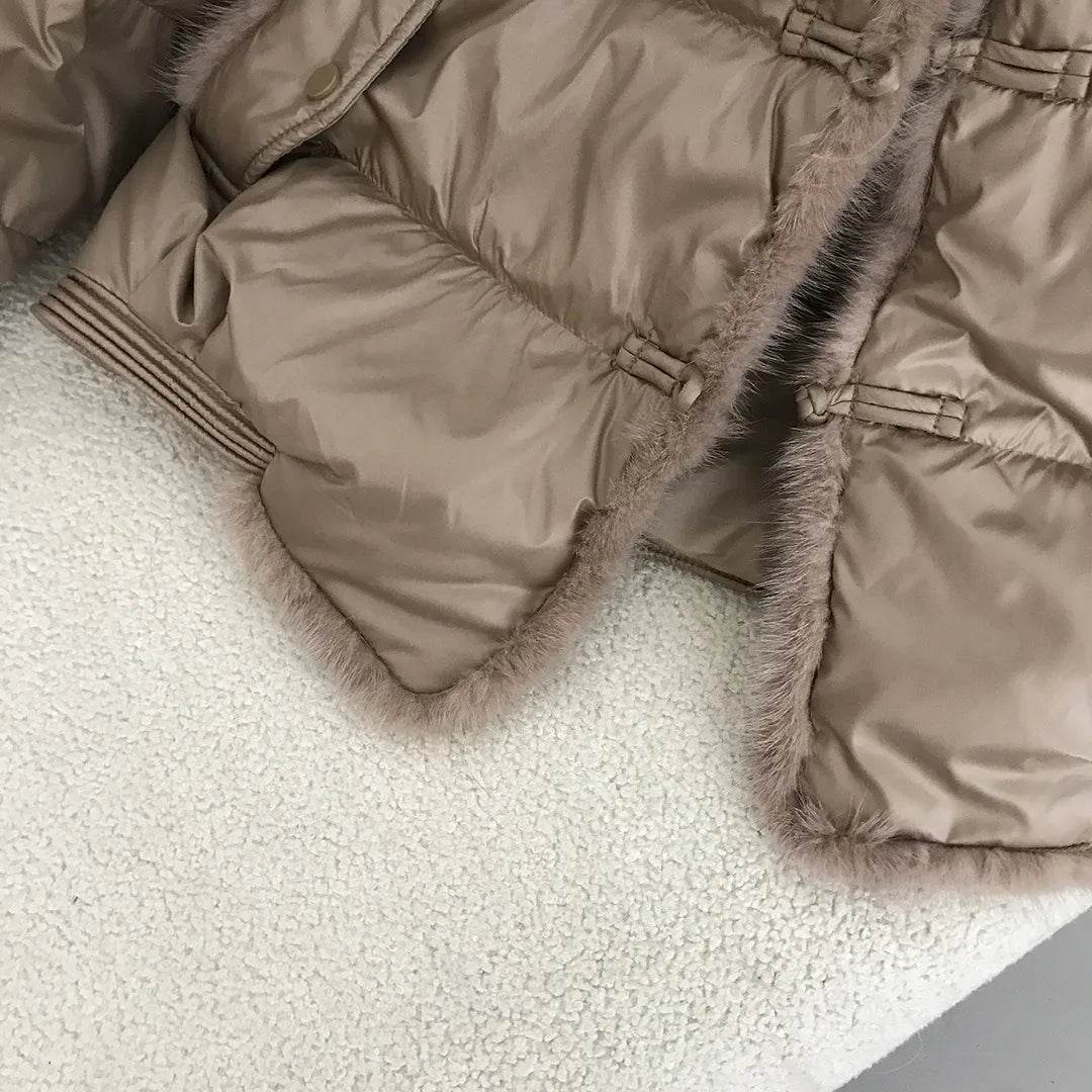 Women's White Duck Down Puffer Jacket - Real Fox Fur Collar Coat - Buy Center US