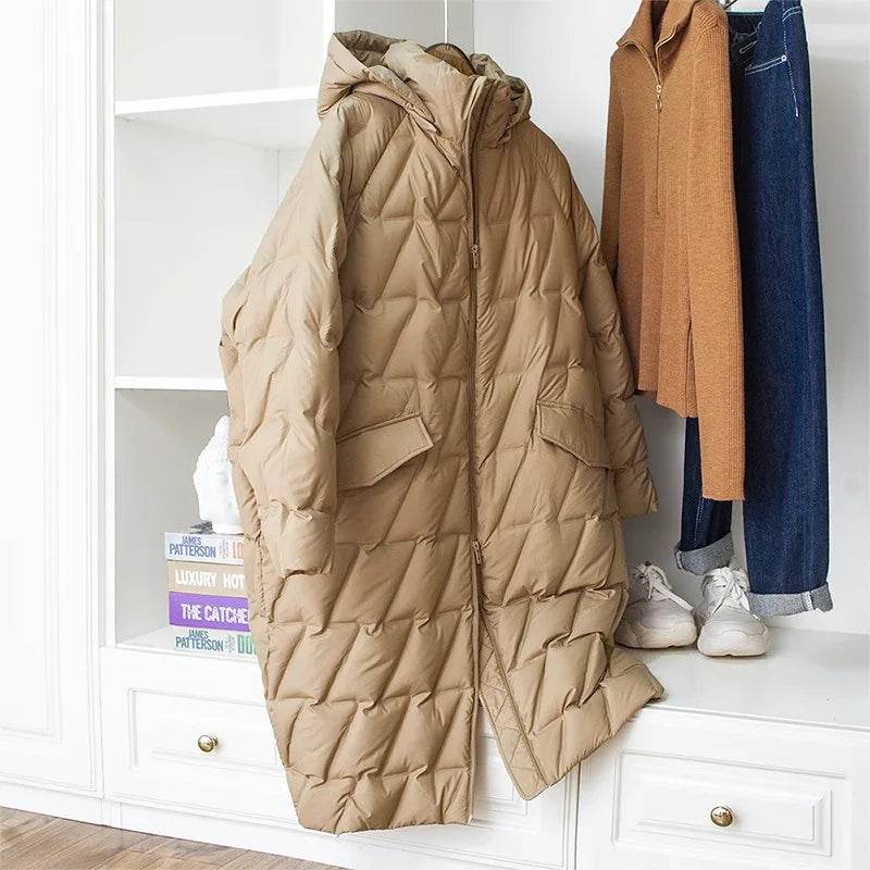 OFTBUY Women's White Duck Down Coat - Autumn Winter Hooded Puffer - Buy Center US