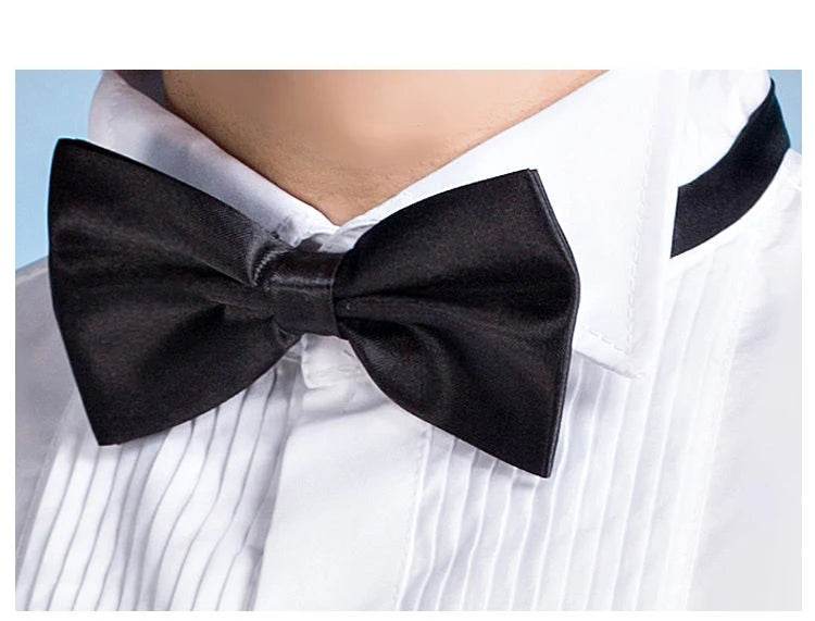 Men's Classic Tuxedo Shirt with Winged Collar & Red Black Bow Tie - Buy Center US