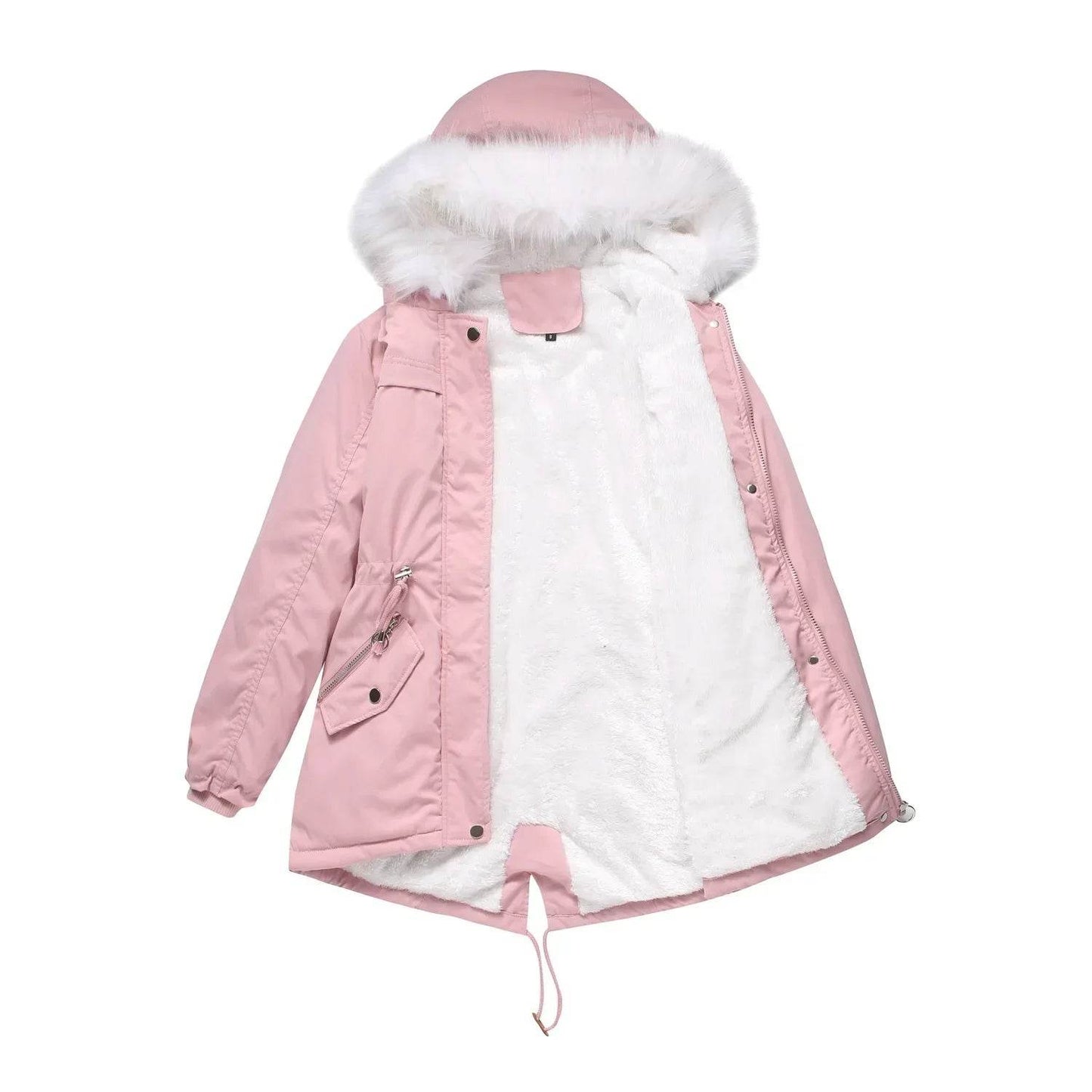 Kalenmos Women's Mid-Length Parka Coat - Hooded, Fur Collar, Casual - Buy Center US