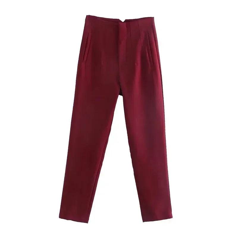 TRAF Women's High Waist Trousers - Formal & Casual Cropped Pants - Buy Center US