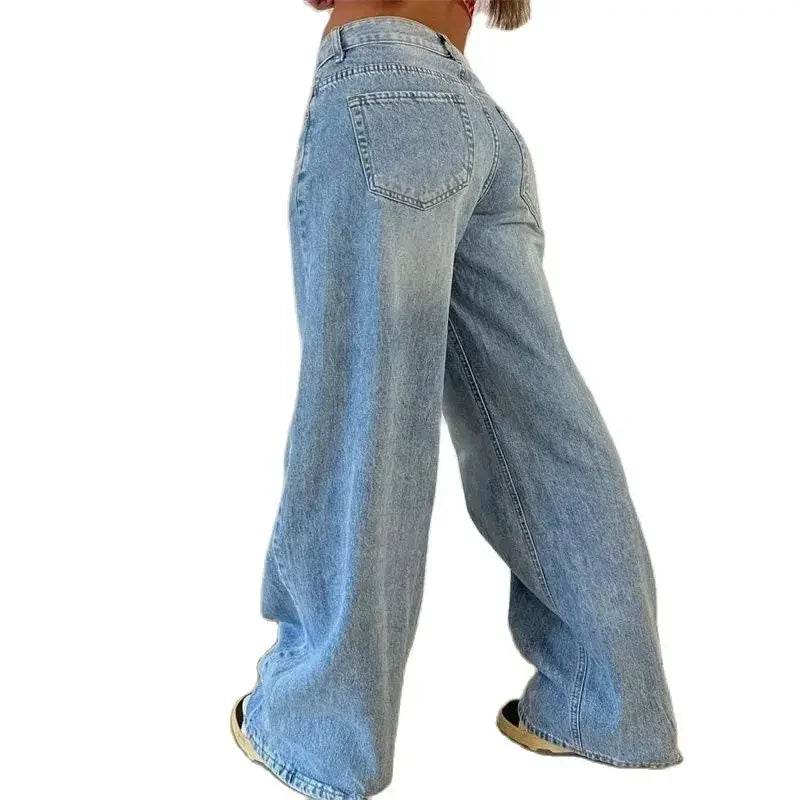 Vintage High Waist Straight Jeans for Women - Loose Fit Denim Trousers - Buy Center US