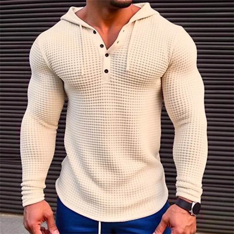 Men's Casual Long Sleeve Pullover Hoodie - Comfortable Solid Color Tops - Buy Center US