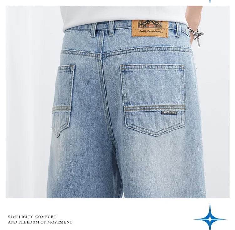 Men's Korean Style Straight Leg Lyocell Jeans - Lightweight & Casual - Buy Center US