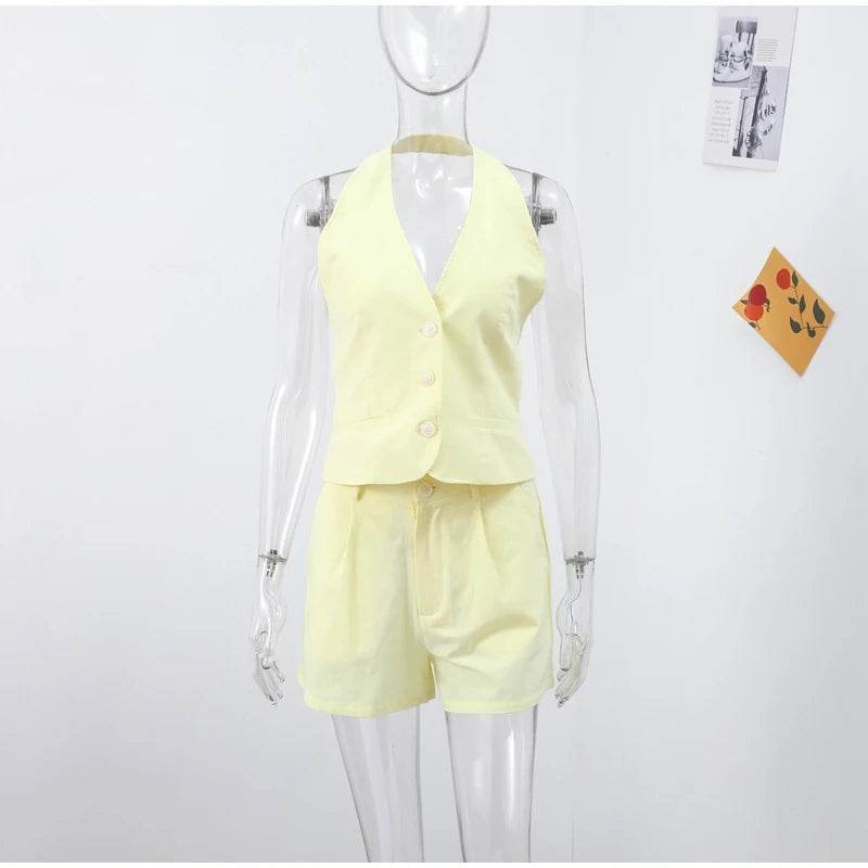 HTTEM Women’s Summer Vest Shorts Set - V-Neck Sleeveless Style - Buy Center US