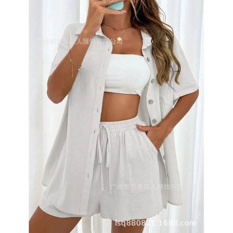LCSKEREAL Women's Casual Cotton Linen Two-Piece Summer Set - Buy Center US