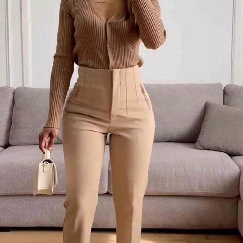 TRAF Women's High Waist Trousers - Formal & Casual Cropped Pants - Buy Center US