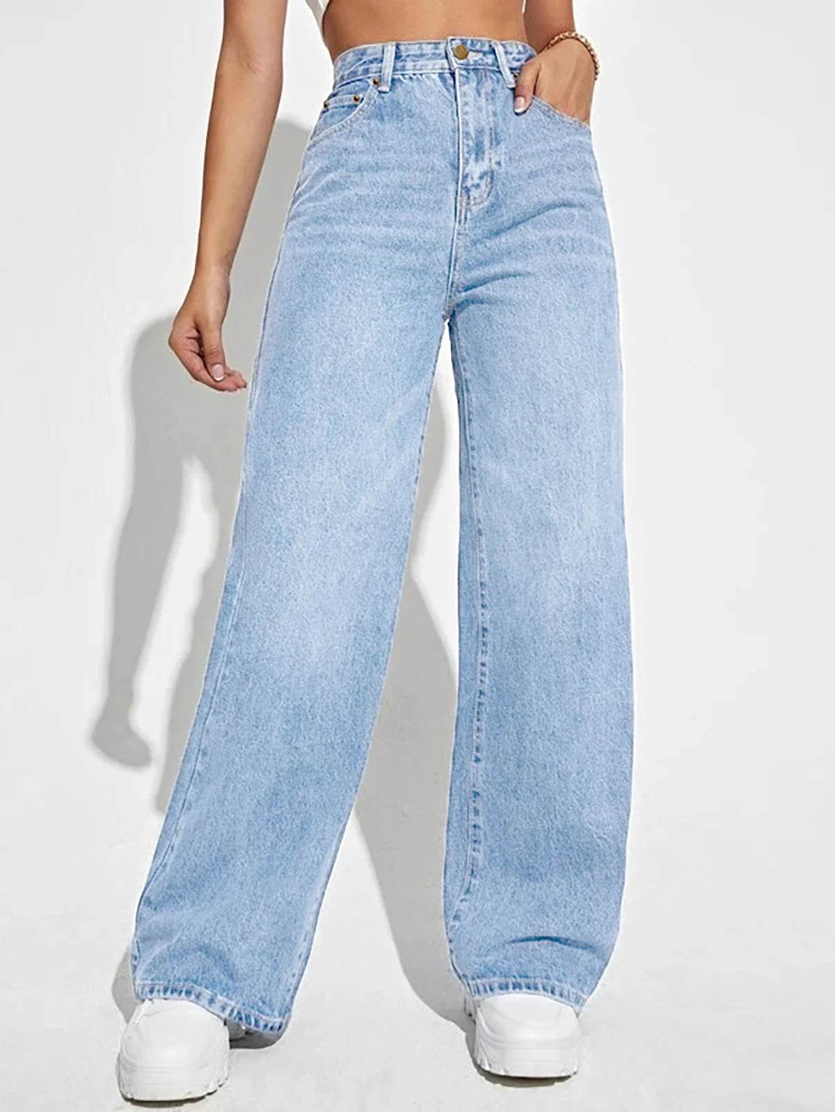 LEEYOVEE Women's High Waist Denim Wide Leg Pants - Casual Fit - Buy Center US
