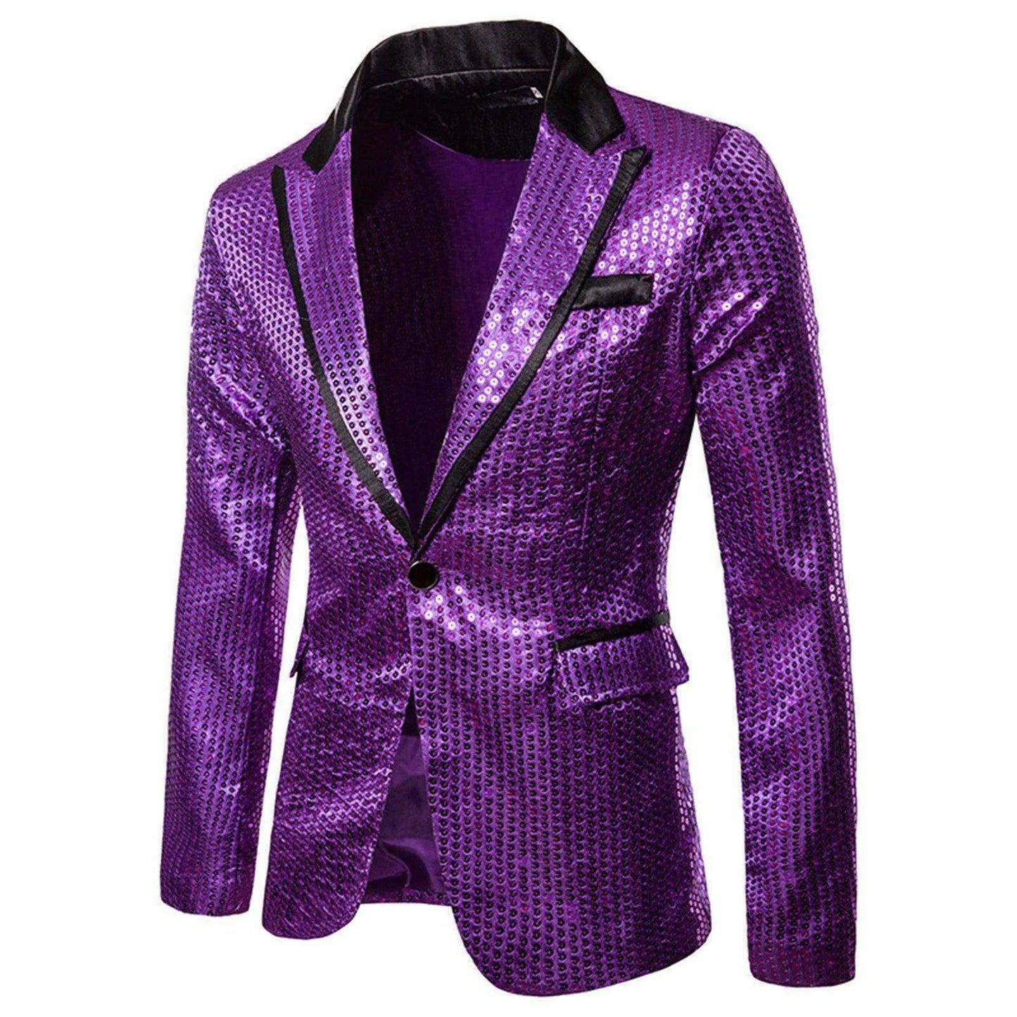 Shiny Shawl Collar Sequins Blazer Jacket for Men – Perfect for Night Clubs - Buy Center US
