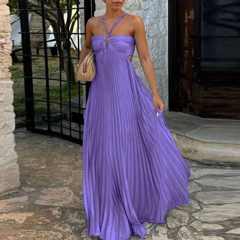 ELSVIOSE Sleeveless High Waist A-Line Holiday Dress - Summer Chic - Buy Center US