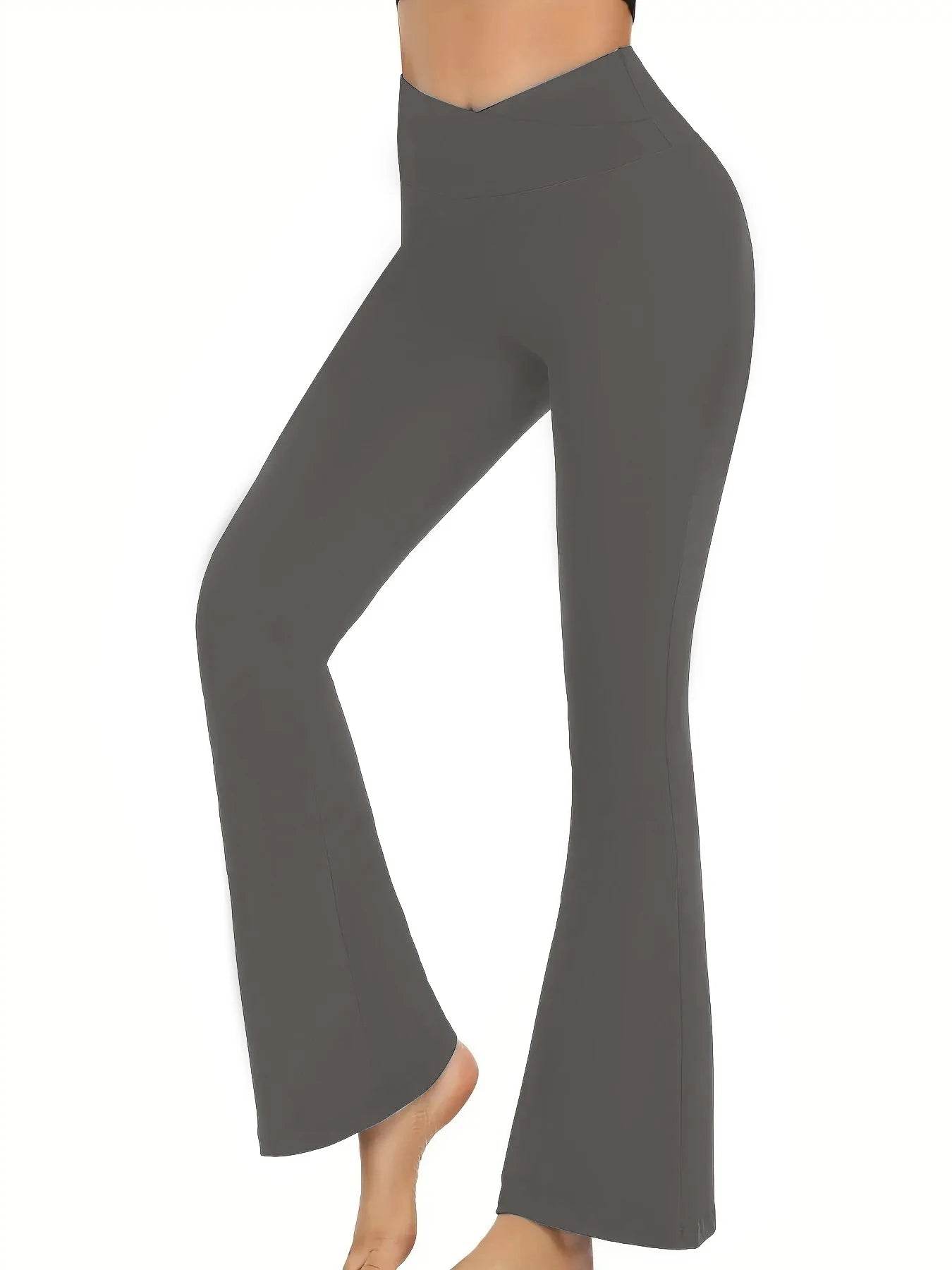 Women's High Waist Flared Yoga Pants - Tummy Control, Ankle Length - Buy Center US
