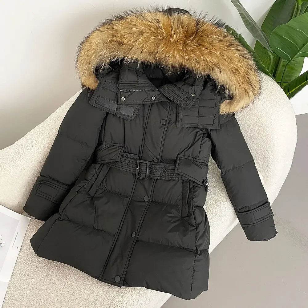 Stylish Hooded Real Fur Coat - Thick Winter Puffer Jacket for Women - Buy Center US