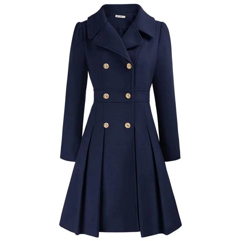 RVHS Women's Woolen Trench Coat - Double Breasted, Warm Streetwear - Buy Center US