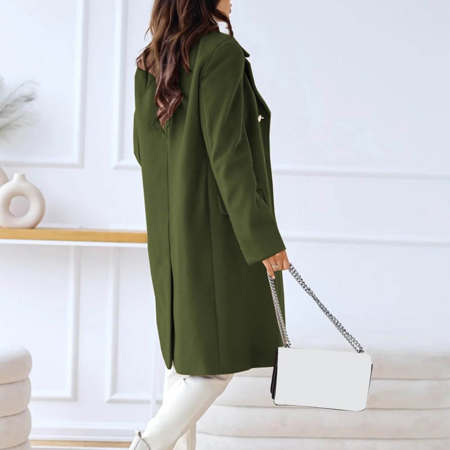 SANWOOD Women’s Double-Breasted Overcoat - Turn-Down Collar, Casual Style - Buy Center US