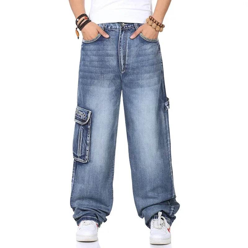 DOIYTT Men’s Baggy Jeans - Large Size, Multi-Pocket Denim Trousers - Buy Center US