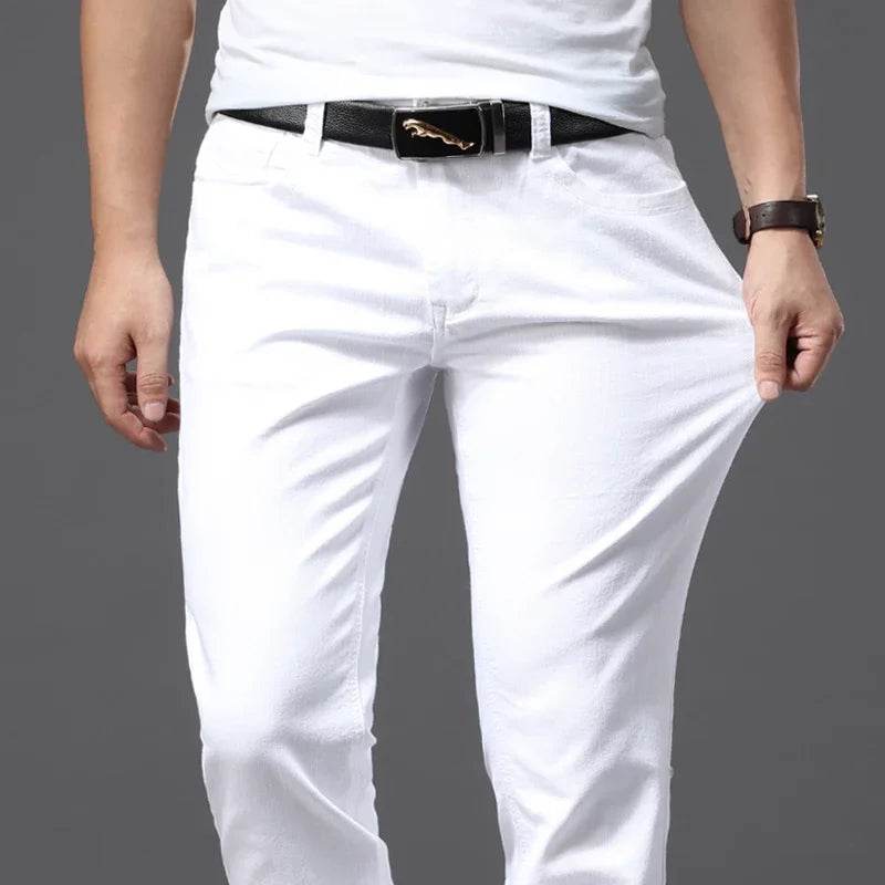 Spring & Summer Soft Stretch Denim Jeans - Men's Casual Slim Fit Trousers - Buy Center US
