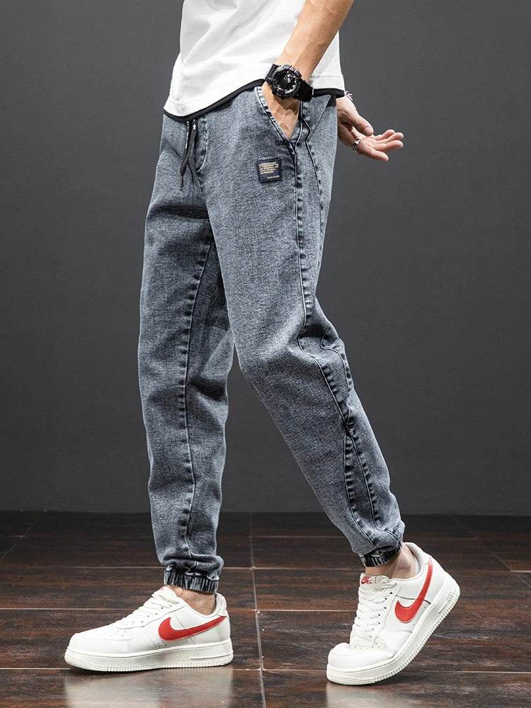 Anbican Men's Black Blue Cargo Jeans - Casual Harem Jogger Pants - Buy Center US