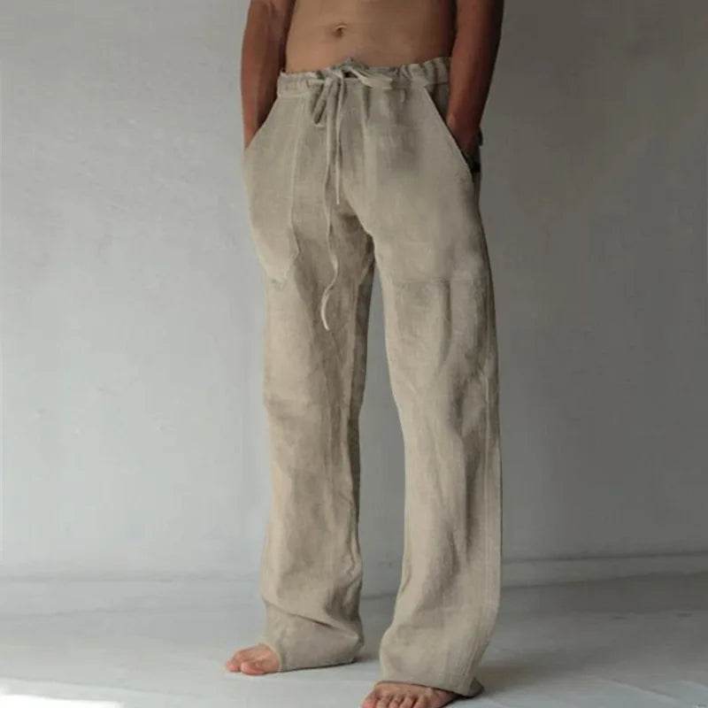 Men's Cotton Linen Pants - Breathable Casual Trousers for Fitness, S-3XL - Buy Center US
