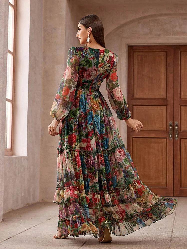 TOLEEN 2024 Floral Print Maxi Dress - Elegant Boho Style for Women - Buy Center US