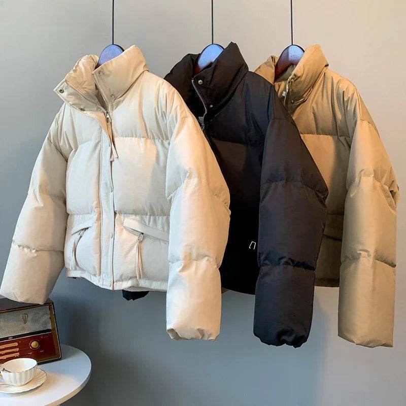 ABRINIC Women’s Casual Thicken Button-Up Puffer Jacket for Winter - Buy Center US