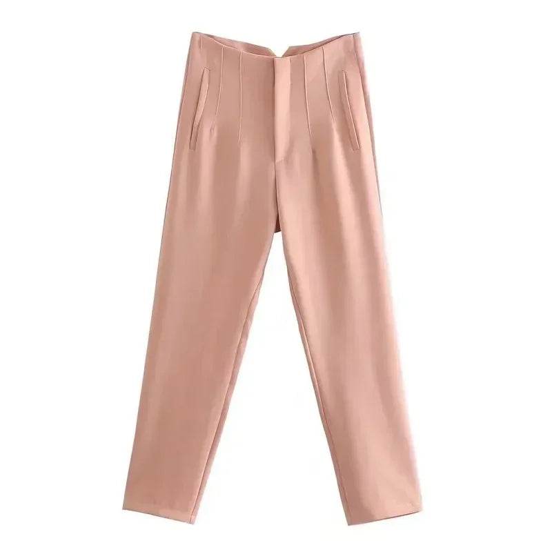 TRAF Women's High Waist Trousers - Formal & Casual Cropped Pants - Buy Center US