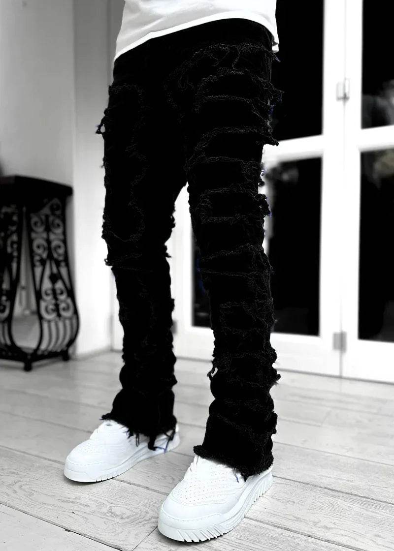 Men's Ripped Slim Fit Jeans - Distressed Denim Pants for Streetwear - Buy Center US