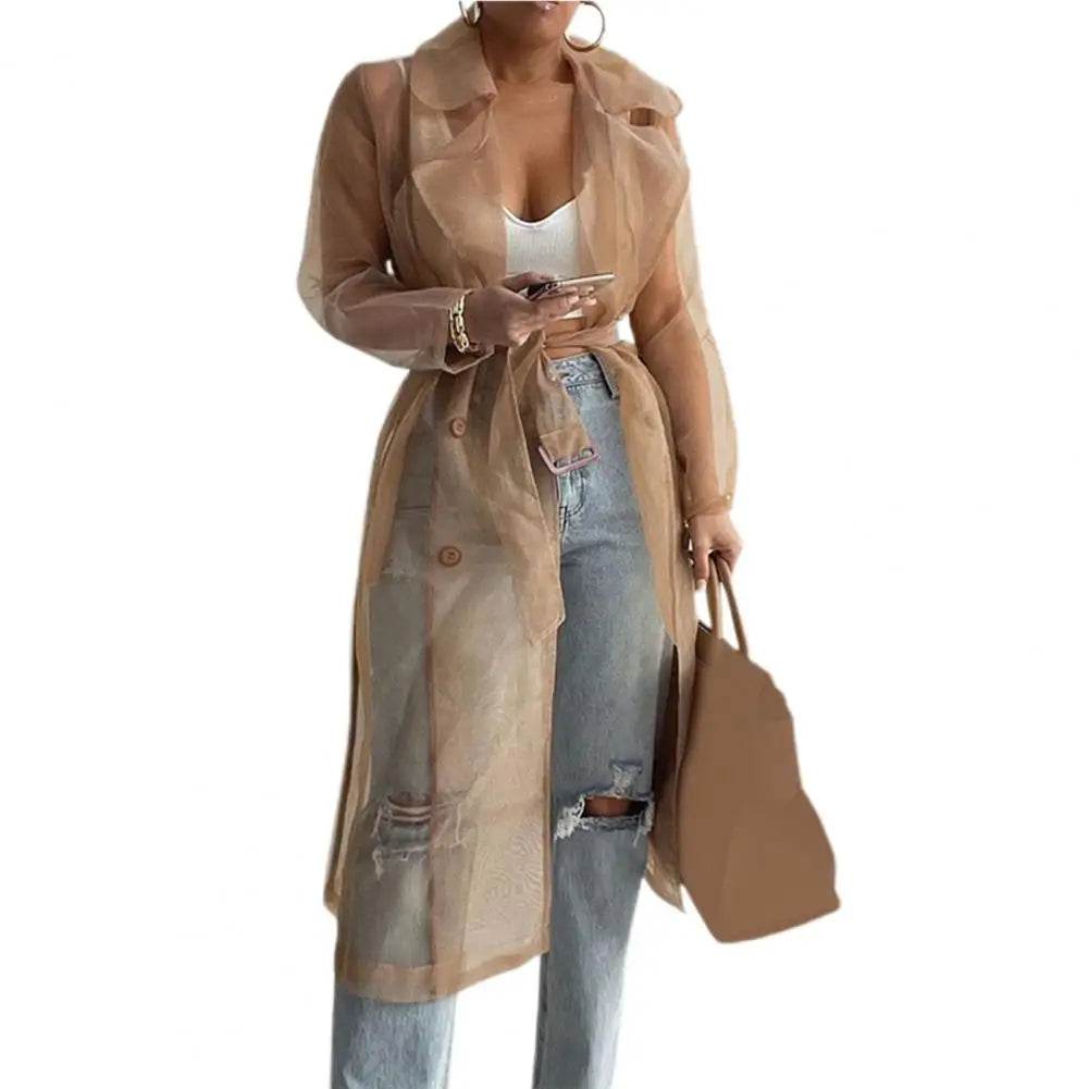 SANWOOD Women's Mesh Jacket - Puff Sleeve Long Summer Coat - Buy Center US