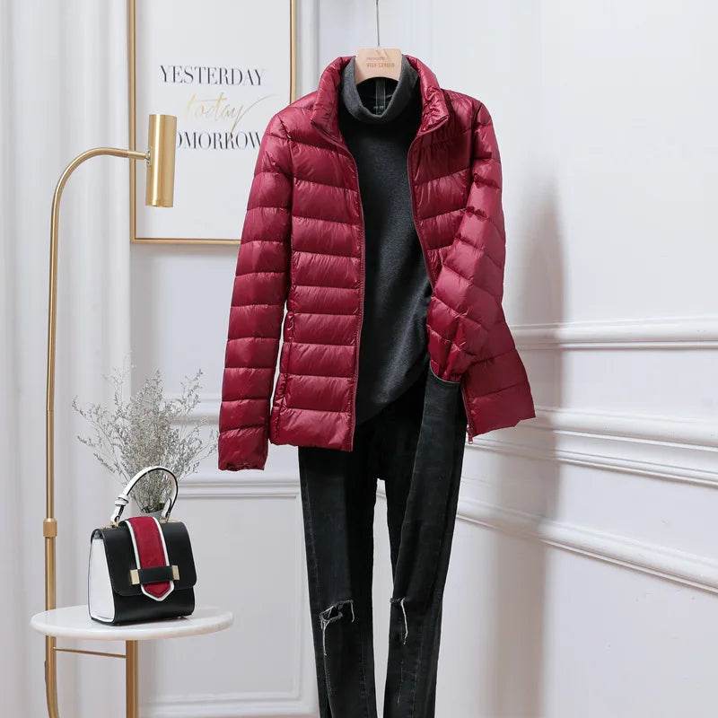 Ultralight Women’s Slim Fit Puffer Jacket - 15 Colors, Windproof Design - Buy Center US